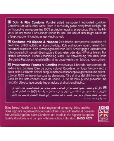 SKINS DOTS RIBS PRESERVATIVOS PREMIUM PACK 4
