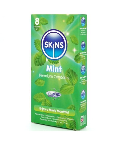 SKINS PRESERVATIVOS PREMIUM SABOR MENTA PACK 8