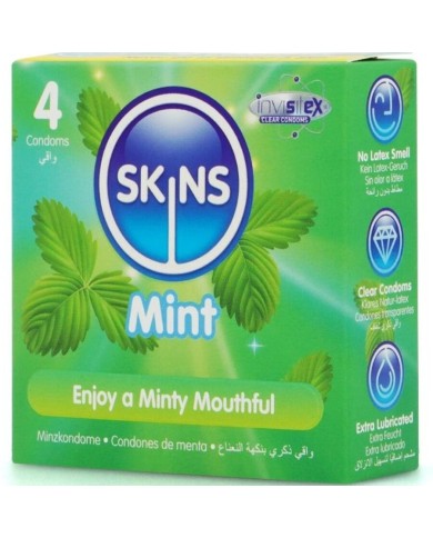 SKINS PRESERVATIVOS PREMIUM SABOR MENTA PACK 4