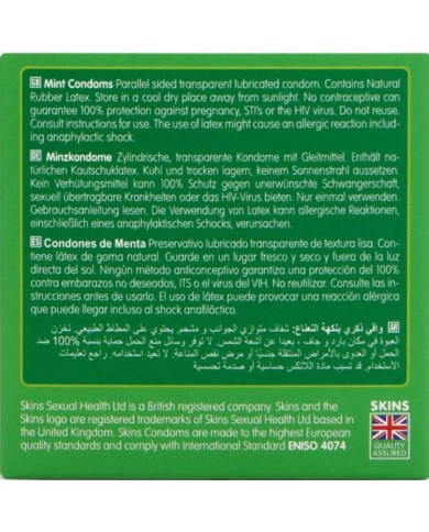SKINS PRESERVATIVOS PREMIUM SABOR MENTA PACK 4
