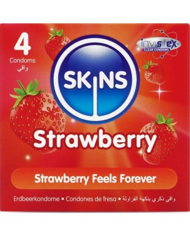SKINS PRESERVATIVOS PREMIUM SABOR FRESA PACK 4