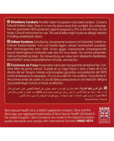 SKINS PRESERVATIVOS PREMIUM SABOR FRESA PACK 4