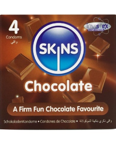 SKINS PRESERVATIVOS PREMIUM SABOR CHOCOLATE PACK 4
