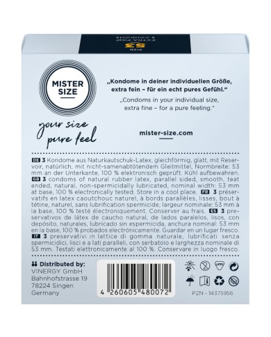 MISTER SIZE PRESERVATIVOS TALLA M 53 MM 3 UNIDADES