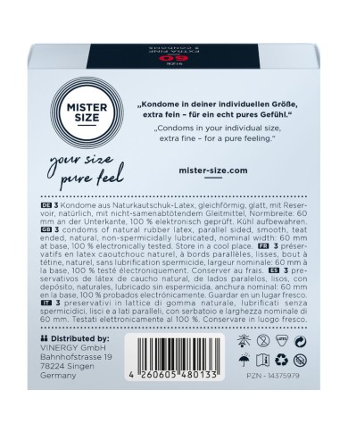 MISTER SIZE PRESERVATIVOS TALLA XL 60 MM 3 UNIDADES