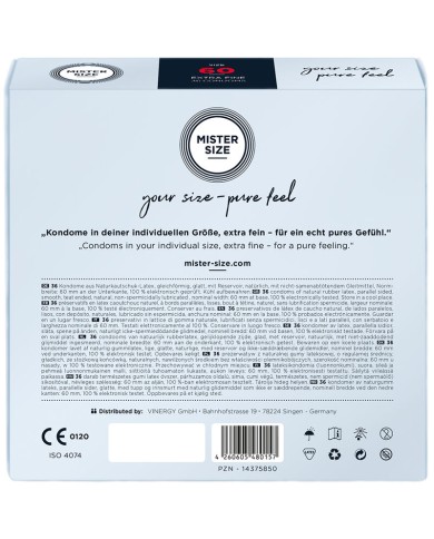 MISTER SIZE PRESERVATIVOS TALLA XL 60 MM 36 UNIDADES