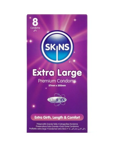 SKINS TAMANO XL PRESERVATIVOS PREMIUM PACK 8