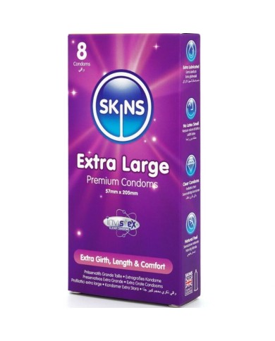 SKINS TAMANO XL PRESERVATIVOS PREMIUM PACK 8