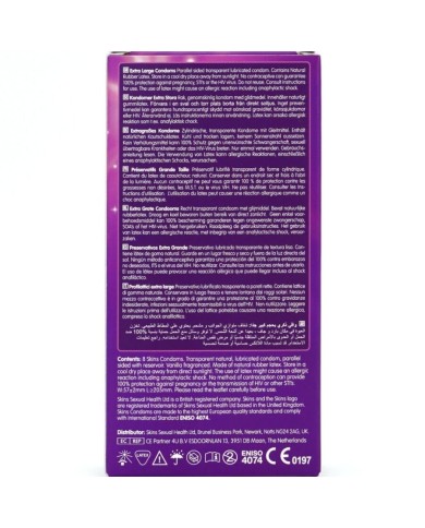 SKINS TAMANO XL PRESERVATIVOS PREMIUM PACK 8