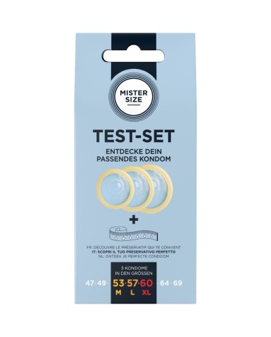 MISTER SIZE TEST SET 3 PRESERVATIVOS DIFERENTES TALLAS CINTA METRICA