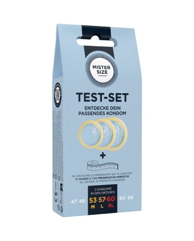 MISTER SIZE TEST SET 3 PRESERVATIVOS DIFERENTES TALLAS CINTA METRICA
