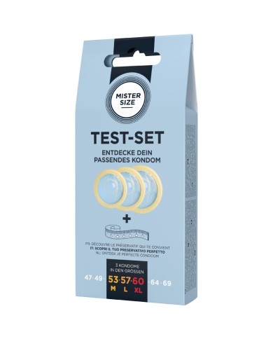 MISTER SIZE TEST SET 3 PRESERVATIVOS DIFERENTES TALLAS CINTA METRICA