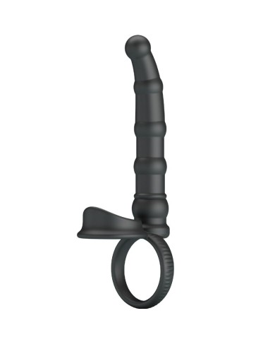 PRETTY LOVE TATUM ANILLO VIBRADOR PENE CON PLUG 10 VIBRACIONES NEGRO