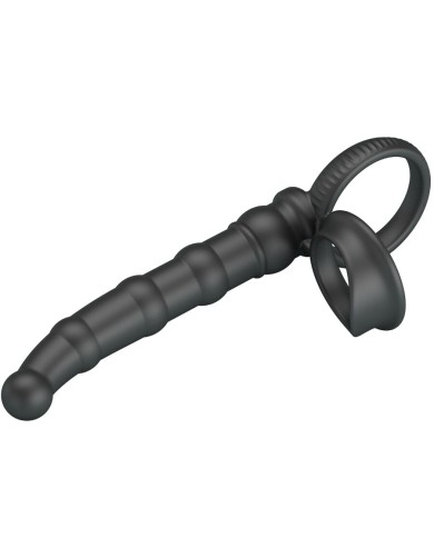 PRETTY LOVE TATUM ANILLO VIBRADOR PENE CON PLUG 10 VIBRACIONES NEGRO
