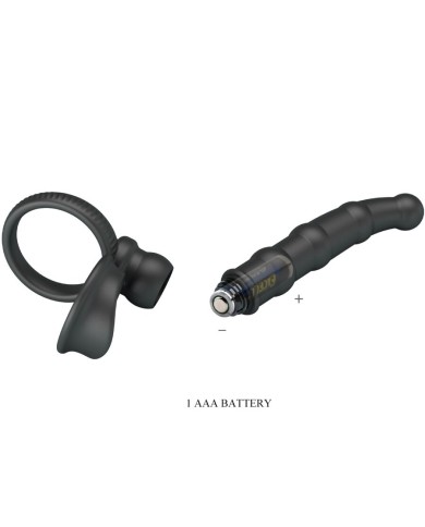 PRETTY LOVE TATUM ANILLO VIBRADOR PENE CON PLUG 10 VIBRACIONES NEGRO