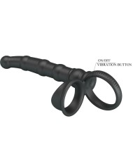 PRETTY LOVE TATUM ANILLO VIBRADOR PENE CON PLUG 10 VIBRACIONES NEGRO