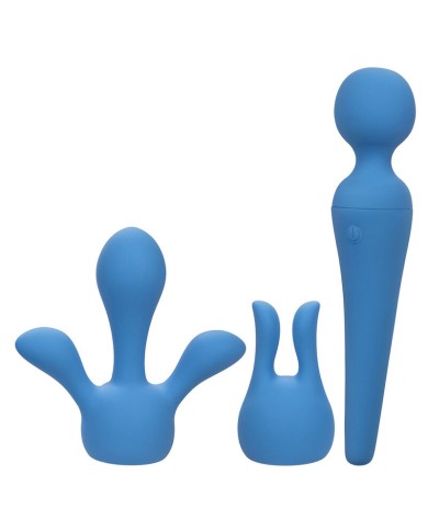 CALEXOTICS COUTURE KIT VIBRADOR WAND 10 VIBRACIONES AZUL