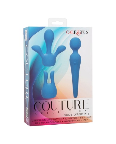 CALEXOTICS COUTURE KIT VIBRADOR WAND 10 VIBRACIONES AZUL