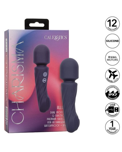CALEXOTICS CHARISMA ALLURE MASAJEADOR DOBLE MOTOR 12 FUNCIONES 1725 CM X 45 CM MORADO