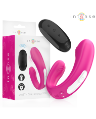 INTENSE JANET ESTIMULADOR Y VIBRADOR DUAL EN FORMA DE U CON CONTROL REMOTO ROSA