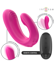 INTENSE JANET ESTIMULADOR Y VIBRADOR DUAL EN FORMA DE U CON CONTROL REMOTO ROSA