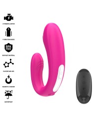 INTENSE JANET ESTIMULADOR Y VIBRADOR DUAL EN FORMA DE U CON CONTROL REMOTO ROSA