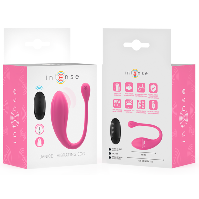 INTENSE JANICE HUEVO VIBRADOR U DOBLE ESTIMULACION 10 VIBRACIONES ROSA CONTROL REMOTO