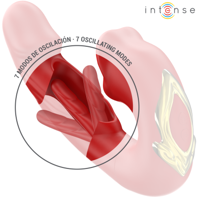 INTENSE NATHY VIBRADOR DOBLE CON BOCA ESTIMULADORA MULTIFUNCION ROJO