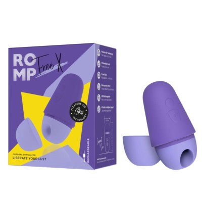 ROMP FREE X ESTIMULADOR DE CLITORIS CON TAPA 10 NIVELES RECARGABLE MORADO