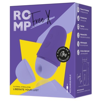 ROMP FREE X ESTIMULADOR DE CLITORIS CON TAPA 10 NIVELES RECARGABLE MORADO