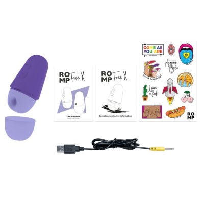 ROMP FREE X ESTIMULADOR DE CLITORIS CON TAPA 10 NIVELES RECARGABLE MORADO