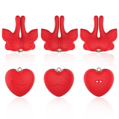 ARMONY PINZAS PARA PEZONES MAGNETICA CON VIBRACION FORMA MARIPOSA ROJO