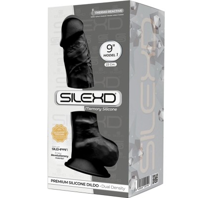 SILEXD MODELO 1 PENE REALISTICO SILICONA PREMIUM SILEXPAN NEGRO 23 CM