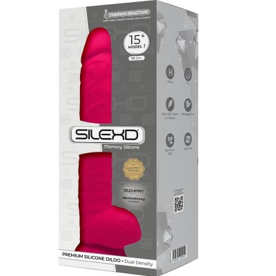 SILEXD MODELO 1 PENE REALISTICO SILICONA PREMIUM SILEXPAN FUCSIA 38 CM