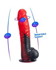 SILEXD DEVIL DILDO FANTASY SILICONA LIQUIDA TERMOREACTIVO ROJO NEGRO 203 CM