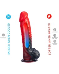 SILEXD DEVIL DILDO FANTASY SILICONA LIQUIDA TERMOREACTIVO ROJO NEGRO 203 CM