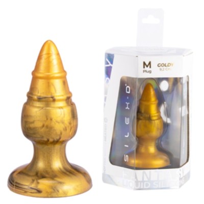 SILEXD GOLDY PLUG ANAL FANTASY SILICONA LIQUIDA TERMOREACTIVO ORO 92 CM