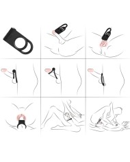 ARMONY TWINS ANILLO DOBLE VIBRADOR PAREJAS NEGRO