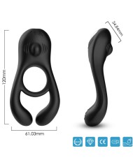 ARMONY VEYRON ANILLO VIBRADOR DOBLE PINZA CONTROL REMOTO NEGRO