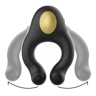 ARMONY ANILLO VIBRADOR SILICONA 3 MOTORES RECARGABLE NEGRO DORADO