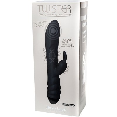 ADRIEN LASTIC TWISTER MASAJEADOR VIBRADOR Y ROTADOR RABBIT NEGRO