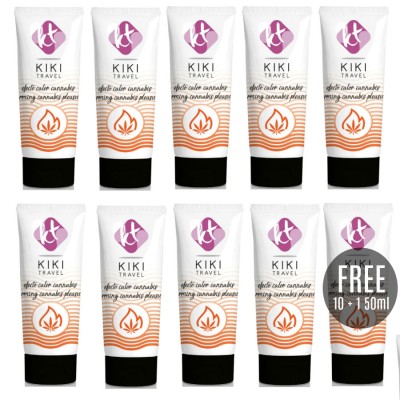 KIKI TRAVEL GEL DESLIZANTE SABOR A CANNABIS EFECTO CALOR INTENSO 50ML 10 1 GRATIS