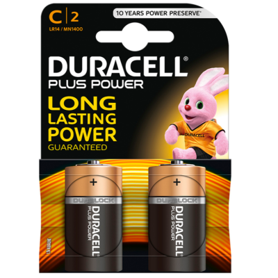DURACELL PLUS POWER PILA ALCALINA C LR14 BLISTER 2 UNIDADES