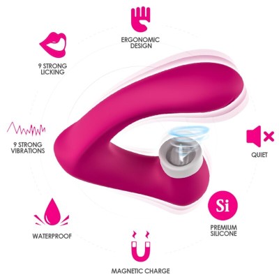 ARMONY SECRETKISS ESTIMULADOR CON LENGUA CLITORIS VIBRADOR CURVO FUCSIA