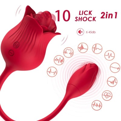 ARMONY ROSA VIBRADOR ESTIMULADOR CLITORIS CON COLA 10 MODOS ROJO