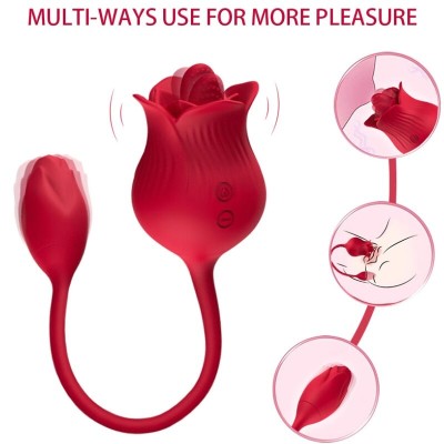 ARMONY ROSA VIBRADOR ESTIMULADOR CLITORIS CON COLA 10 MODOS ROJO