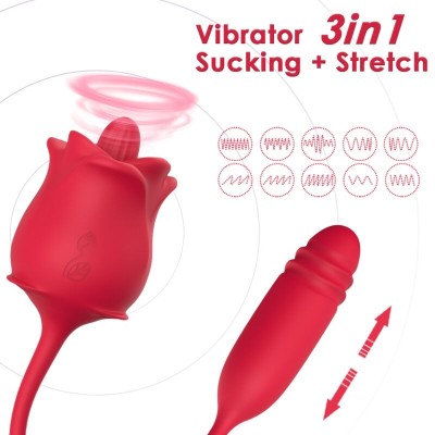 ARMONY ROSA 3 EN 1 ESTIMULADOR SUCCIONADOR Y UPDOWN CON COLA ROJO
