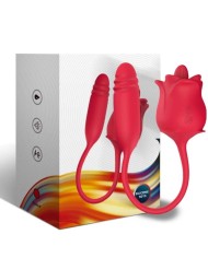 ARMONY ROSA 3 EN 1 ESTIMULADOR SUCCIONADOR Y UPDOWN CON COLA ROJO