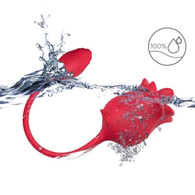 ARMONY ROSA 2 EN 1 ESTIMULADOR SUCCIONADOR VIBRADOR 10 MODOS CON COLA ROJO