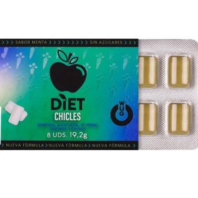 WUG diet El chicle funcional sin azucar con sabor menta BLISTER 8 UDS